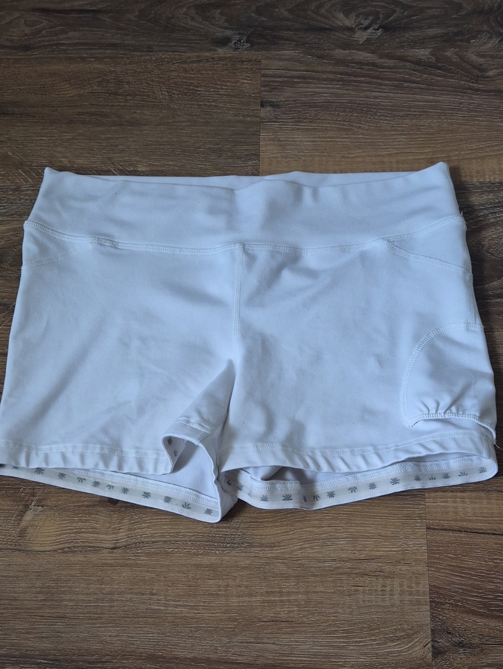 Athleta White High Rise Compression Athletic Running Bike Shorts Women's Large